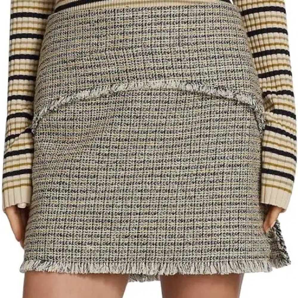Proenza Schouler White Label tweed mini  skirt black yellow beige size 12 new